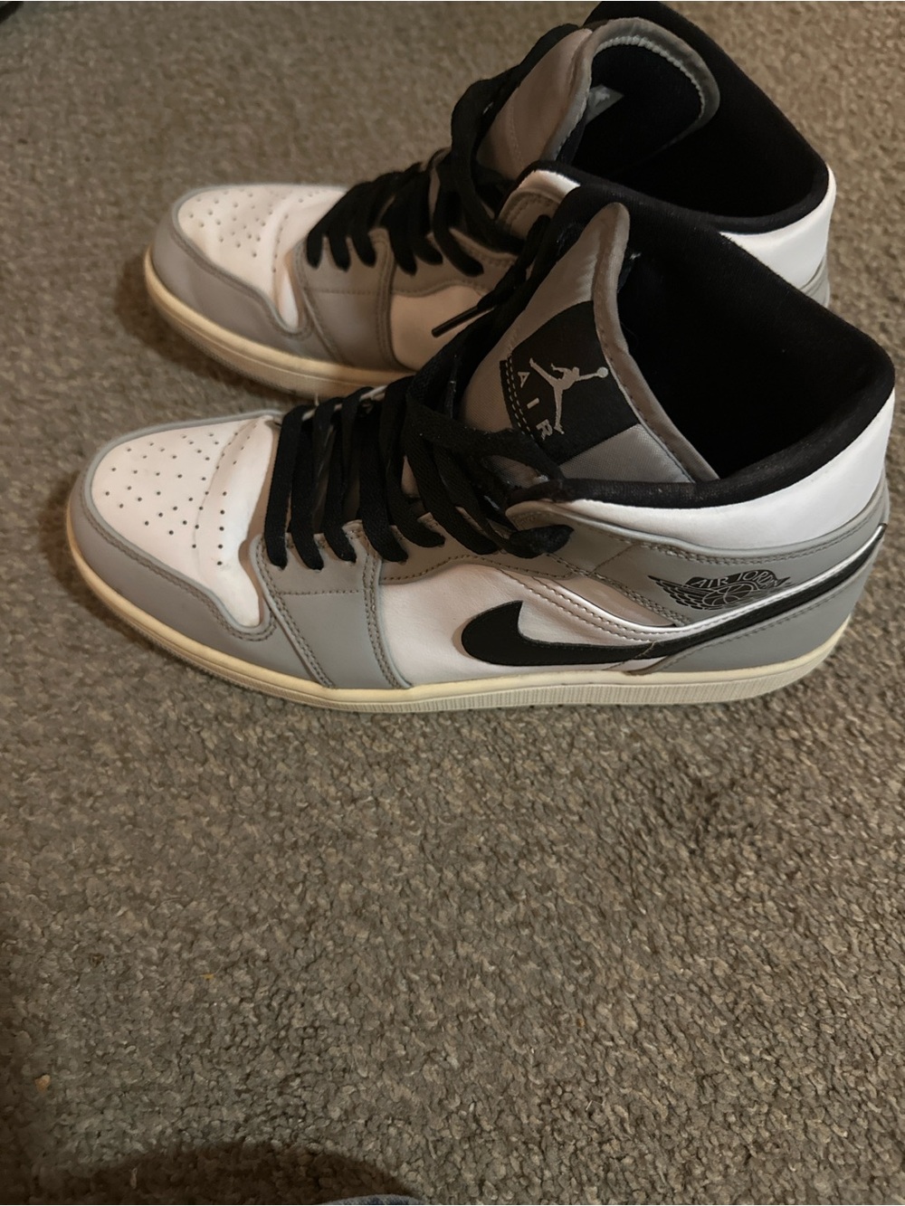 Jordan Mid-Top Sneakers in White, Gray & Black